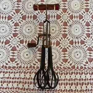 Vintage Ecko Super Center Drive Egg Beater #2049727 Wood Handle Rustic Kitchen